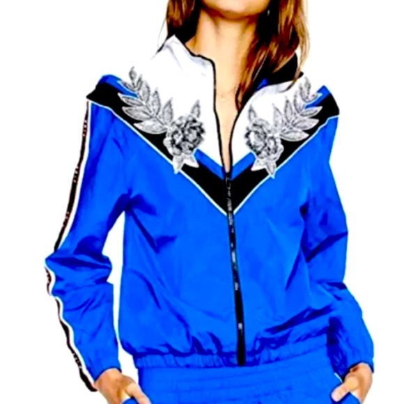 PINK Victoria's Secret Jackets & Blazers - Victoria’s Secret PINK Anorak Windbreaker Jacket Blue with Bling (M/L)